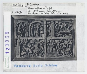 Vorschaubild Basel: Münster, Vincentius-Tafel. Martyrium des Hl. Vinzenz. Anfang 11. Jhd. Diasammlung